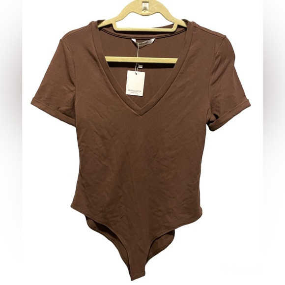 NWT Mangopop Short Sleeve V Plunge Bodysuit - Picture 3 of 6